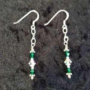 Sterling Silver & Swarovski Crystal Chain Drop Earrings  NWT